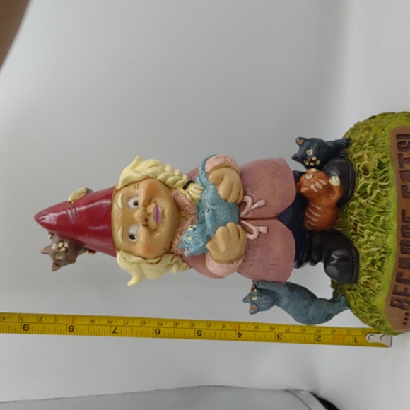 Crazy Cat Lady 9” Indoor Outdoor Gnome Big Mouth resin decor kitten kitty lover - Picture 12 of 12